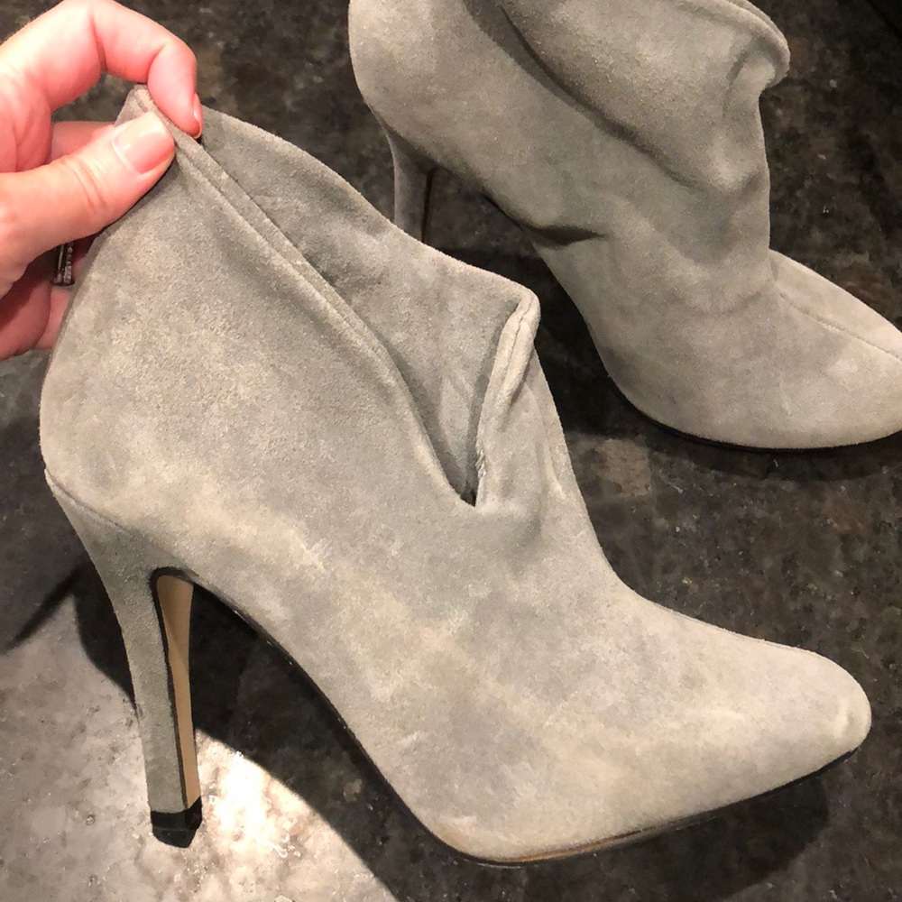 Grey faux suede booties